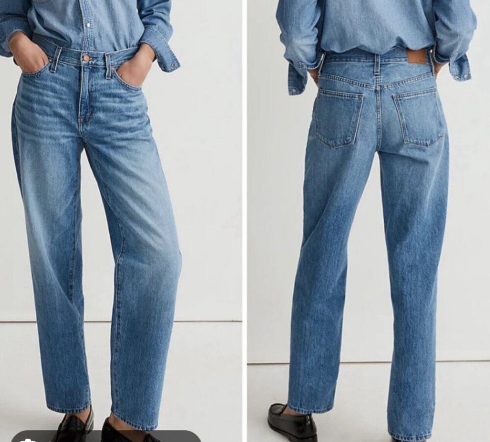 Madewell Jeans The Slouchy Boyjean Womens Size 33w Medium Wash Denim Loose Baggy